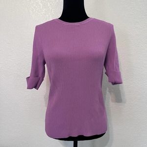 White House Black Market Purple Ribbed Pullover Sweater Size L